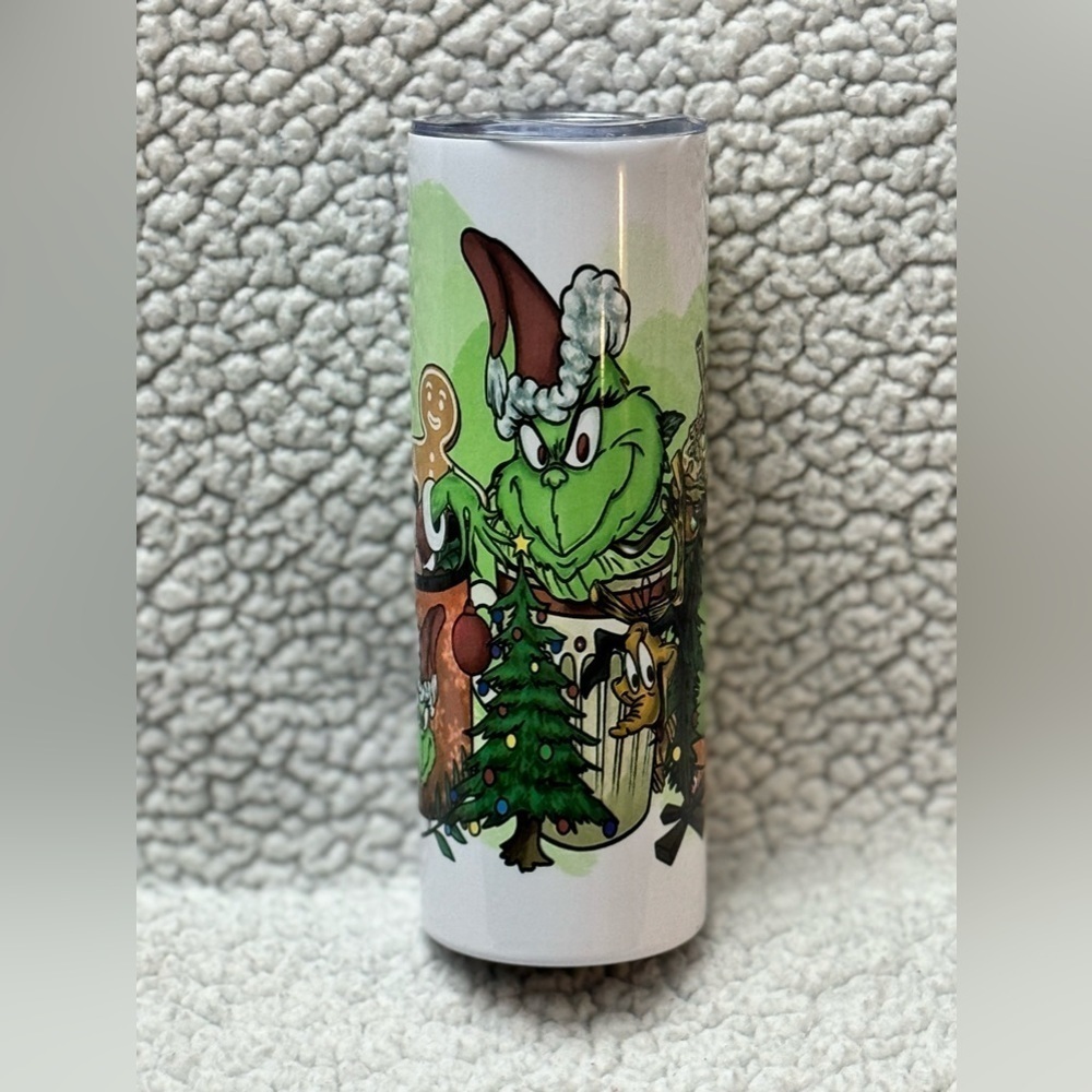 Christmas theme 20 ounce skinny tumbler